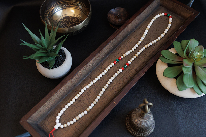 Antique Turquoise & Conch Shell Japa Mala
