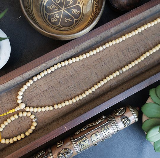 Raw Sandal Wood Japa Mala & Wrist Mala Bracelet Set