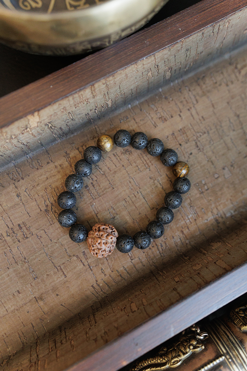 Rudraksha Lava Stone Wrist Mala