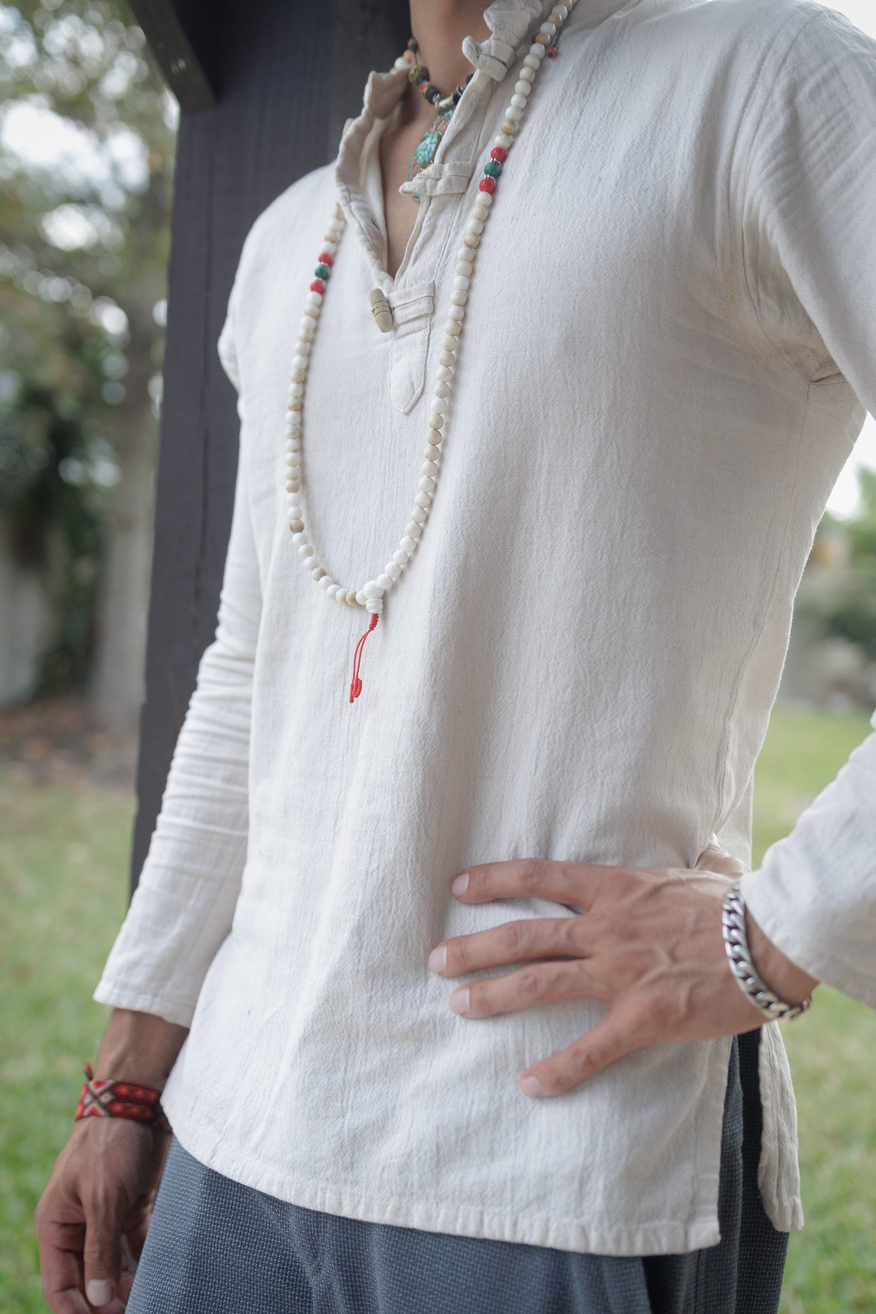 Antique Turquoise & Conch Shell Japa Mala - Image 3